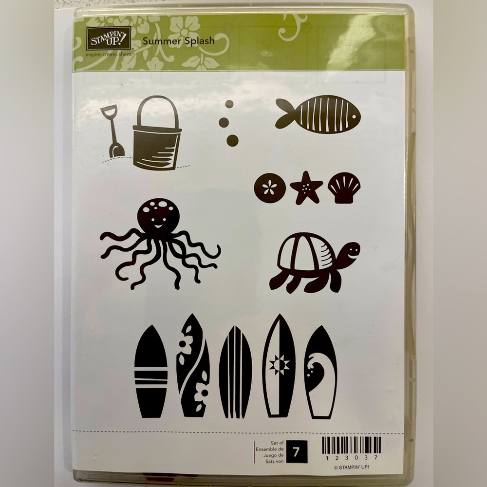 Stampin’ Up! Summer Splash stamp set. 7 pieces.